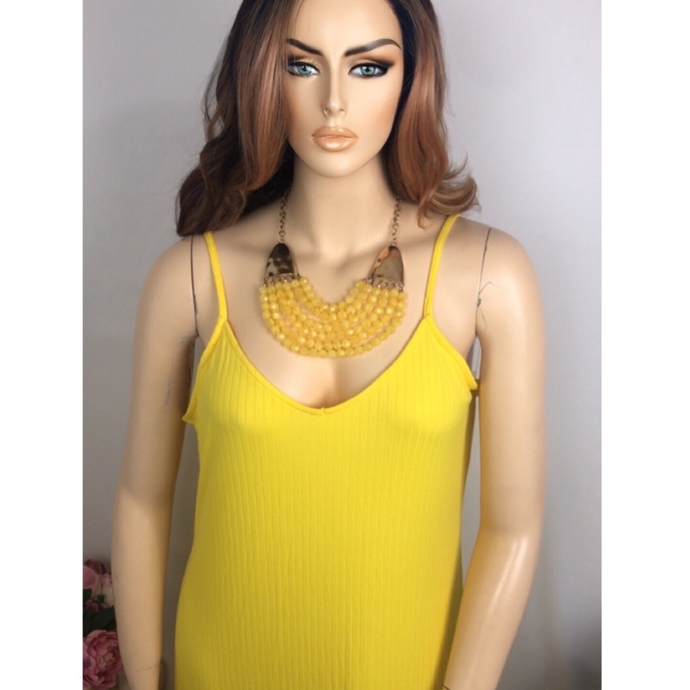 2x Plus Size Solid Yellow Ribbed Long Maxi Sleeve… - image 2